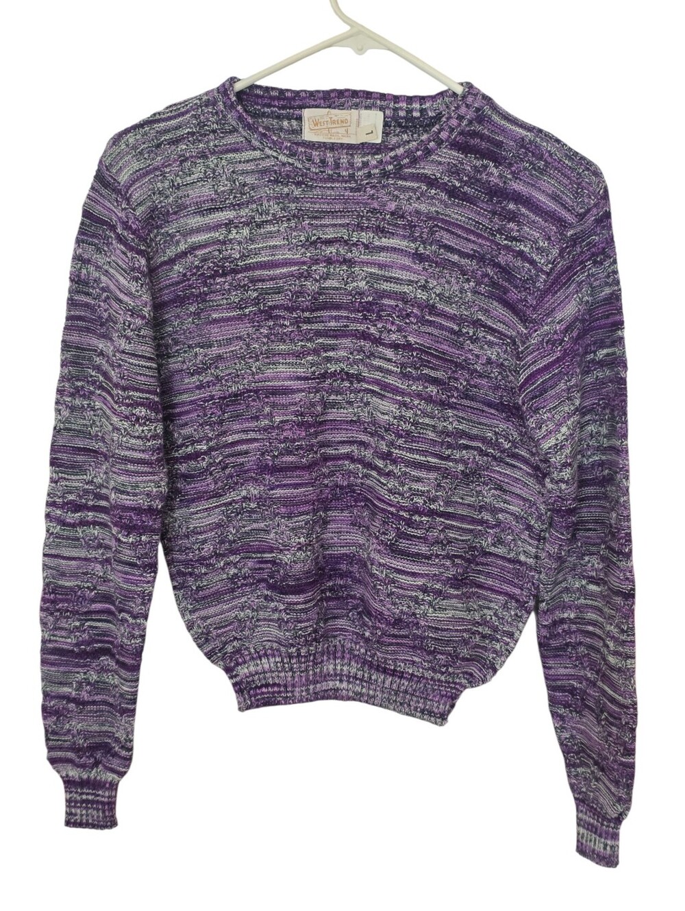 West Trend Vintage Purple & Gray Textured Dolman Sweater EUC Size L